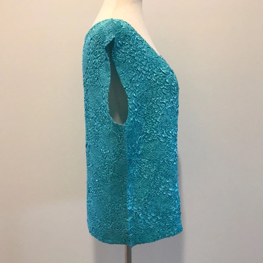 Sleeveless Teal Sequin Tank Top with Matching Button Down Blouse - Picture 10 of 17